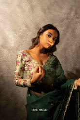 Morni Green Organza Silk Saree